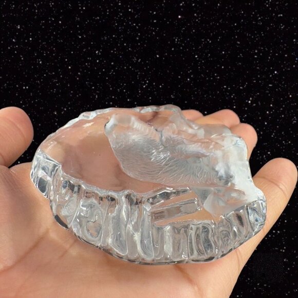 Vintage Clear Sweden Art Glass Paperweight Polar Bear Figurine Flat Side Swedish - Picture 7 of 16
